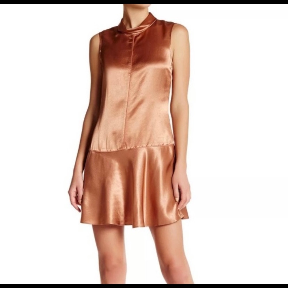 Rag & Bone Silk Drop Waist Audrey Dress Copper 8